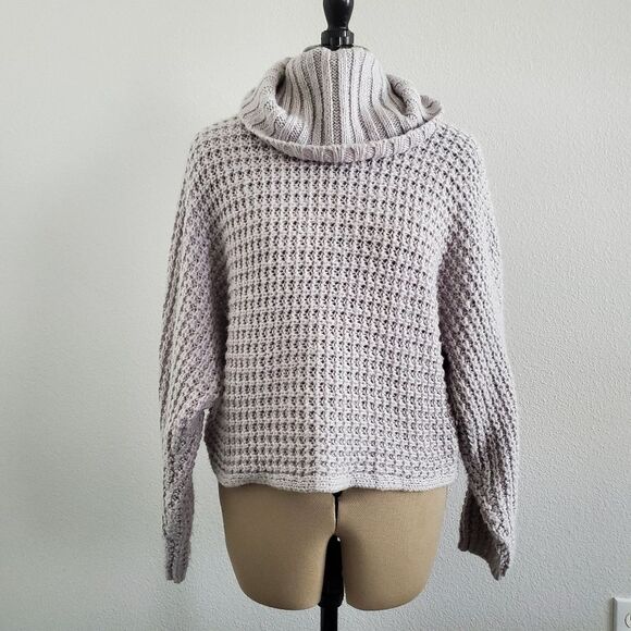 Express Sweater Women's Small Gray Cropped Oversized Chunky Knit - Picture 7 of 9